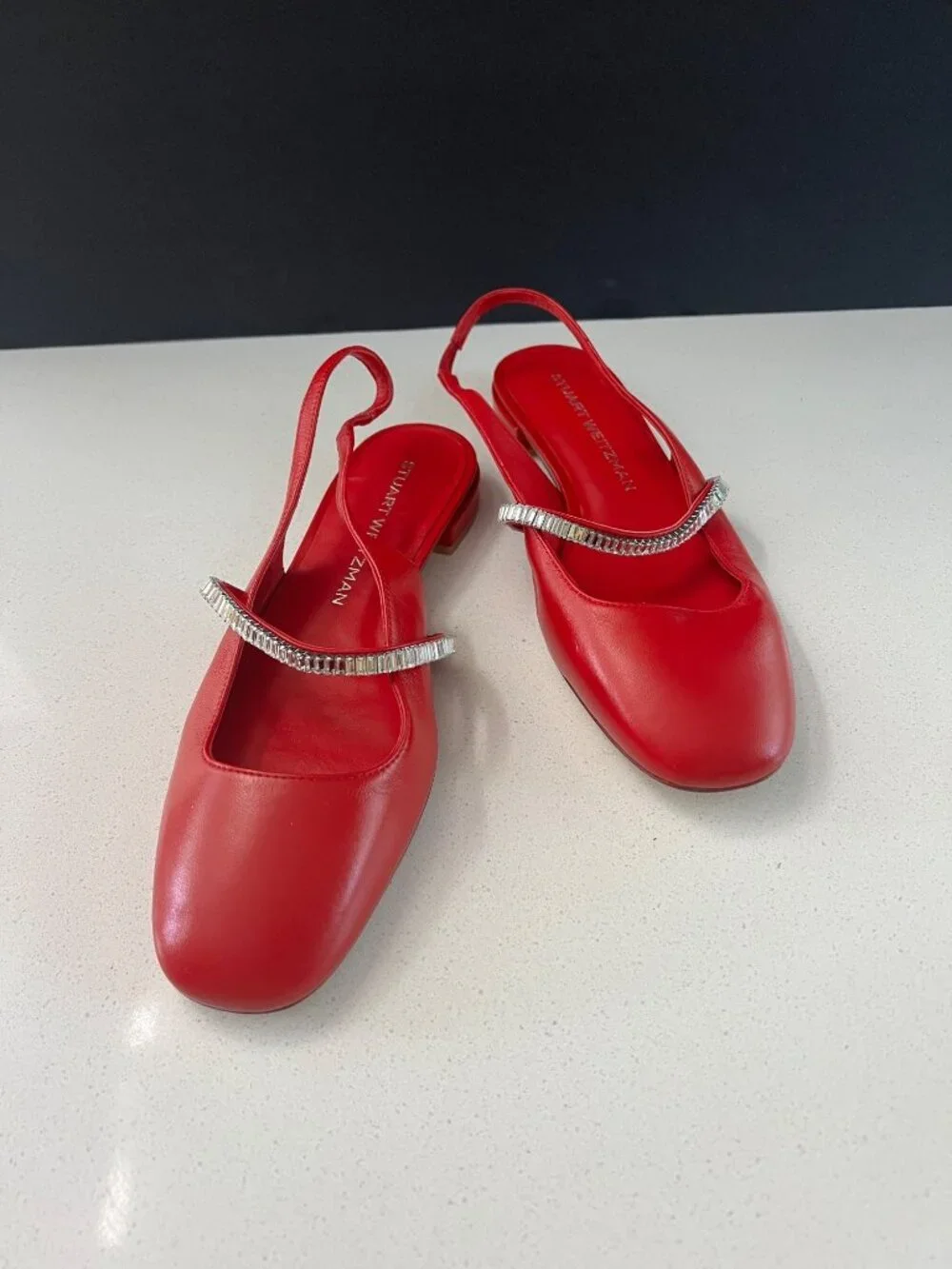 Stuart Weitzman Stefanie Slingback red leather Flats size 8. NEW